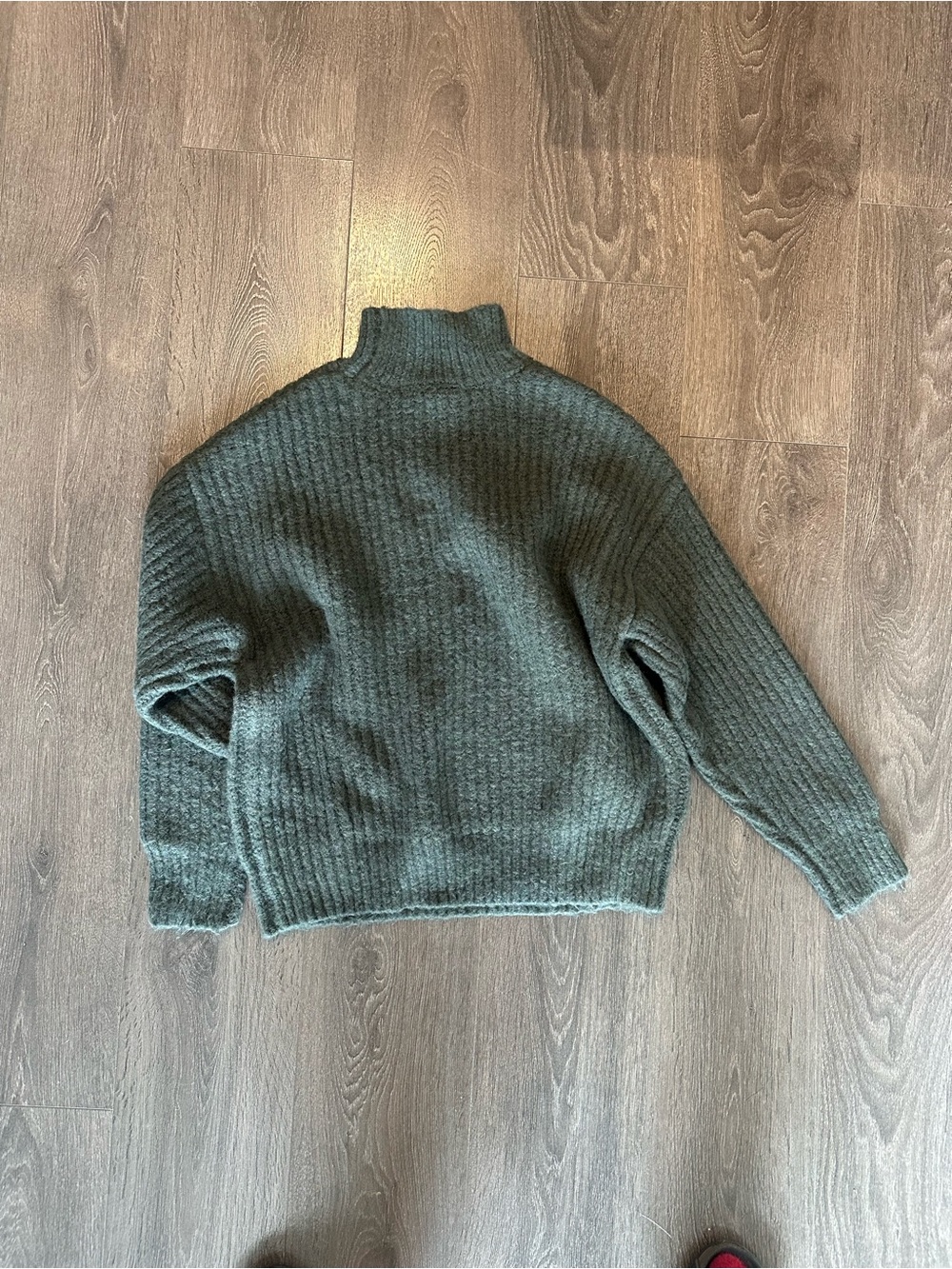 Olive Green Ribbed Turtleneck Sweater